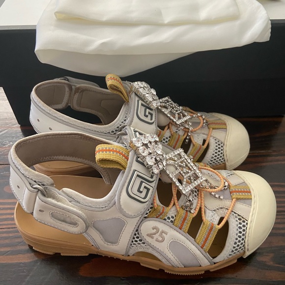 Gucci Shoes Gucci Mesh Fabric Tinsel Sport Sandals Size 65 Poshmark